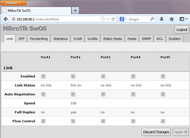 Mikrotik rb260gs настройка sfp